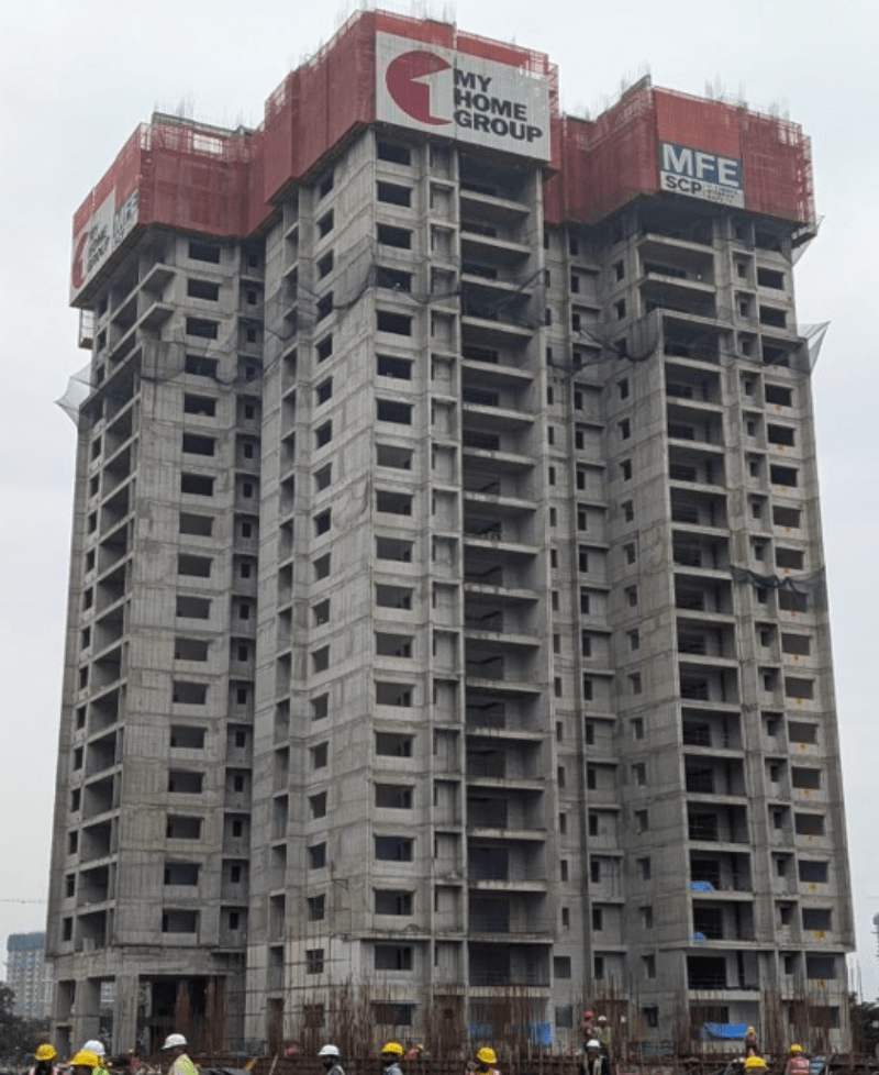 My Home Apas Tower 03 under construction, 21st floor roof slab work in progress